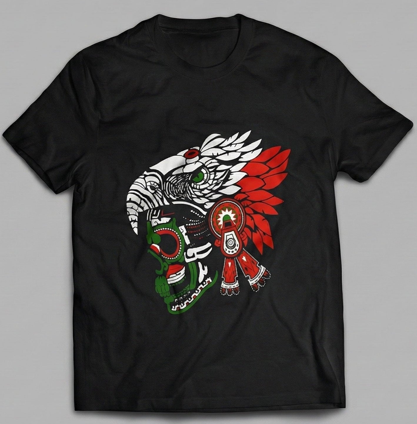 Aztec Eagle Warrior Graphic Short Sleeve T-Shirt