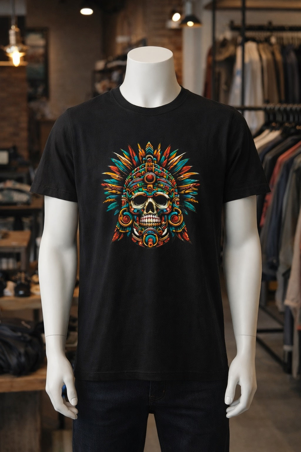 Aztec Skull Graphic T-Shirt